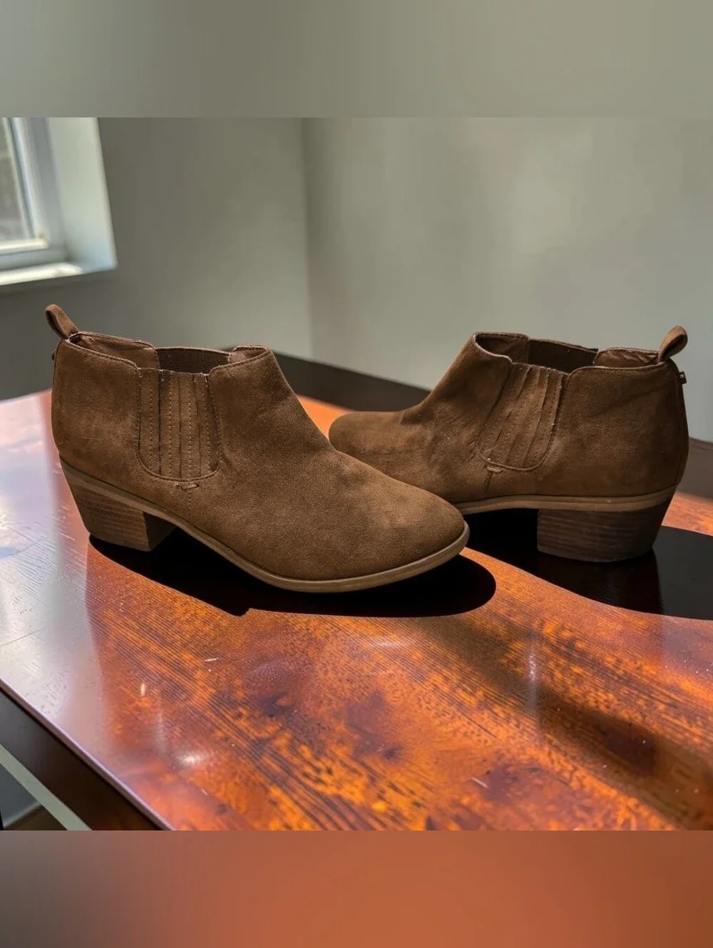 Melrose and Market Brown Faux Suede Chelsea Ankle Booties Size 7.5